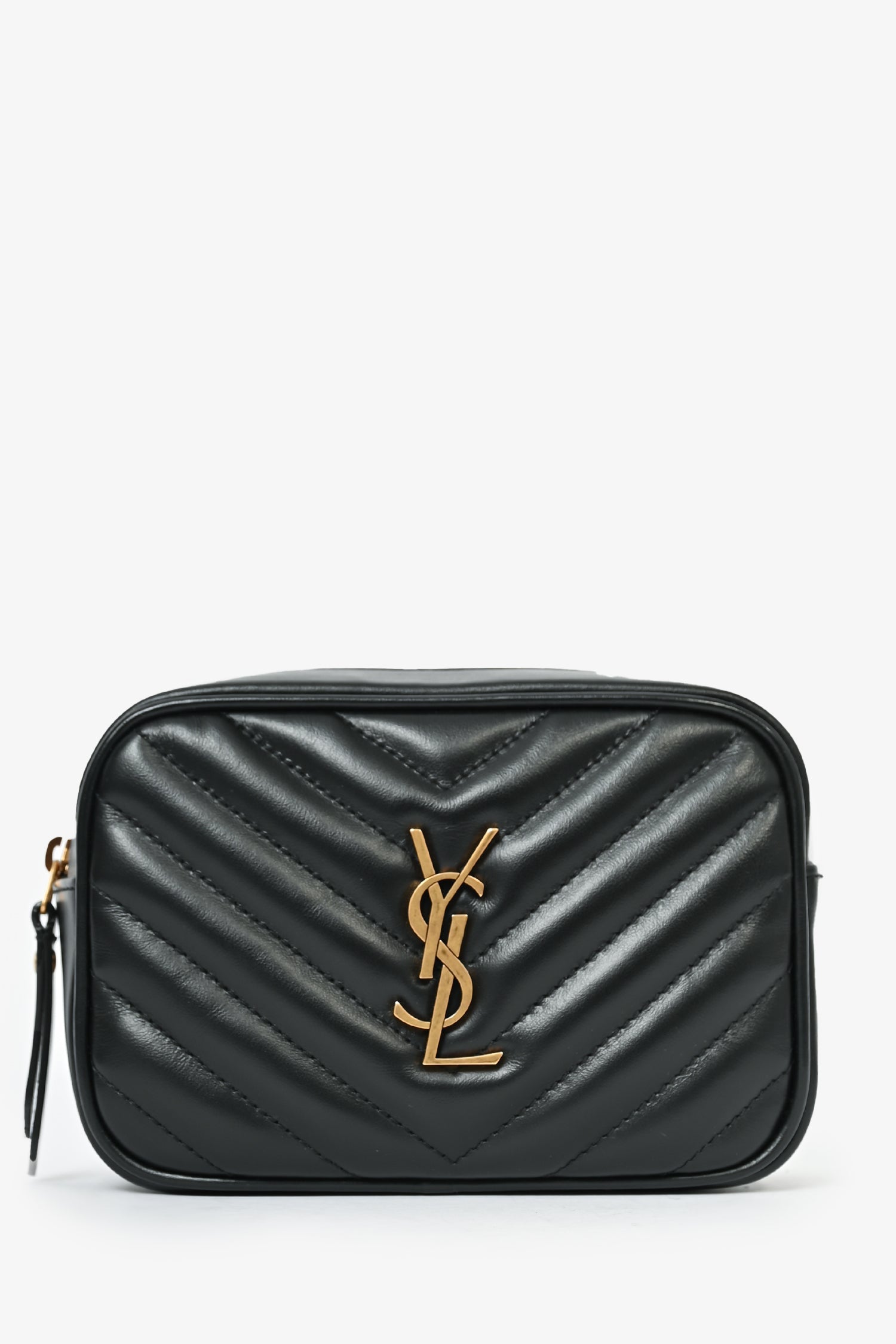 Saint Laurent 2022 Black Chevron Leather Lou Belt Bag