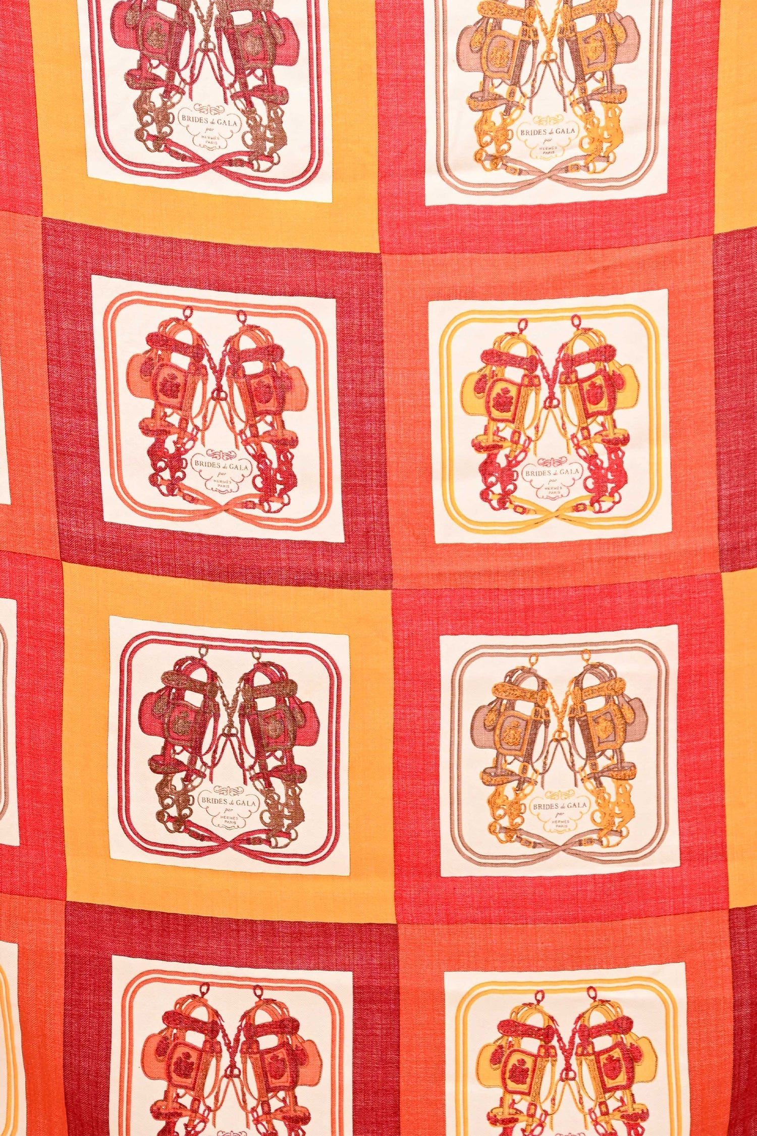Hermès Red/Orange Cashmere/Silk Printed Scarf