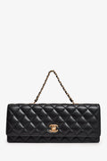 Pre-Loved Chanel™ 2016-17 Black Lambskin Faux Pearl East West Shoulder Bag