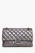 Pre-Loved Chanel™ 2008-9 Silver Metallic Leather 2.55 Medium 226 Flap Bag SHW