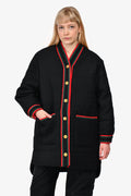 Gucci Black Red/Green Trim Detail Padded Tweed Coat Size 44