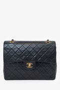 Pre-Loved Chanel™ 1989-91 Black Lambskin Classic Medium M/L Square Double Flap