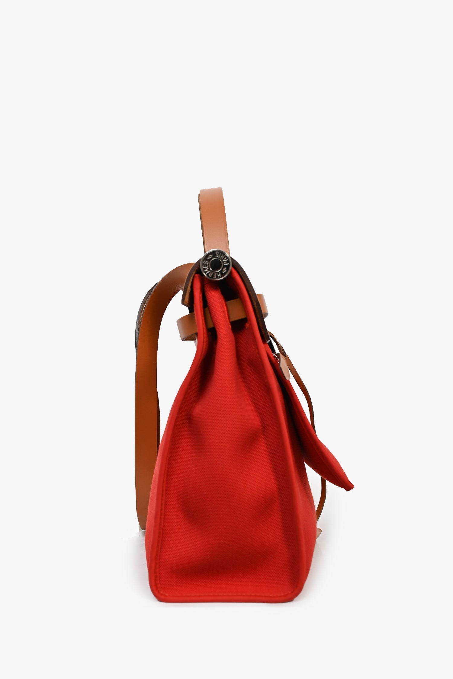 Hermès 2017 Red Canvas/Brown Leather Herbag 31