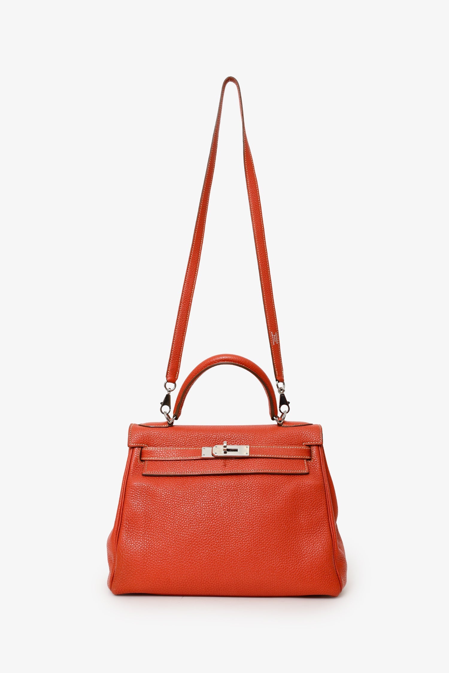 Hermès 2011 9M Salmon Togo Leather Kelly 28 Top Handle with Strap