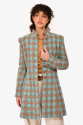 Pre-Loved Chanel™ 2022 Blue/Brown Tweed Plaid Coat Size 38