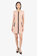 Gucci Blush Pink/Black Knit Front Zip Short Sleeve Mini Dress Size L