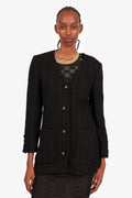 Gucci Black Wool Tweed Single Breasted Jacket Size 38