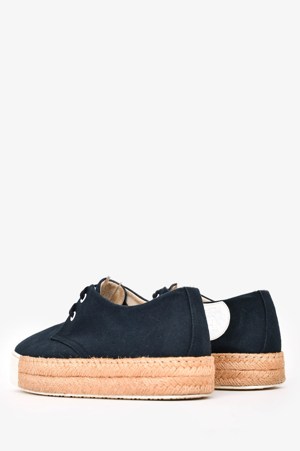 Hermès Navy Cotton Platform Espadrilles Size 6.5