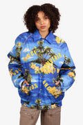 Gucci Blue/Yellow Nylon Palm Tree Printed Jacket Size 52 Mens