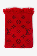 Louis Vuitton Red Wool/Silk Monogram Scarf