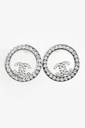 Pre-Loved Chanel™ 2022 Silver Toned Crystal Ring CC Studs