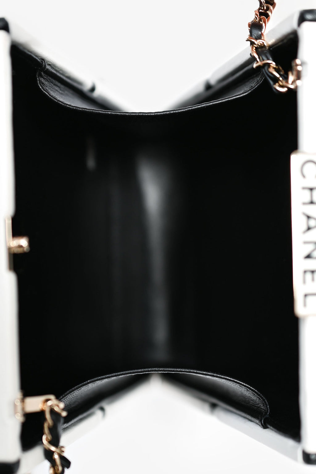 Pre-Loved Chanel™ Black/White Leather No. 5 Perfume Clutch Evening Clutch
