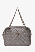Pre-Loved Chanel™ 2008-2009 Grey Crackled Leather Quilted Reissue Camera Bag