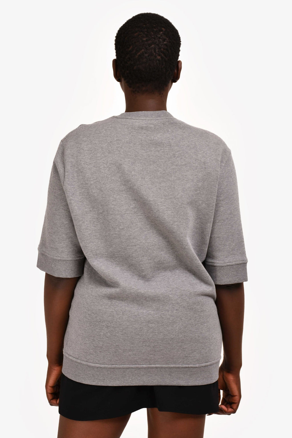 Hermès Grey/Brown Leather Embroidered "Metallerie au Carre" Short Sleeves Sweatshirt Size XL Mens