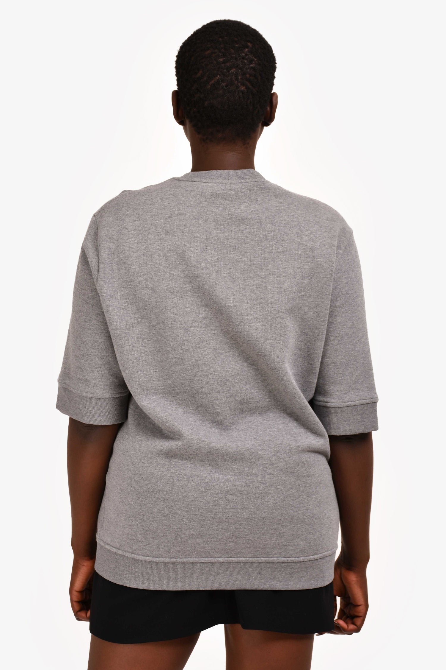 Hermès Grey/Brown Leather Embroidered "Metallerie au Carre" Short Sleeves Sweatshirt Size XL Mens