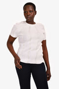 Pre-Loved Chanel™ White Cotton/Linen Ribbed T Shirt Size 50