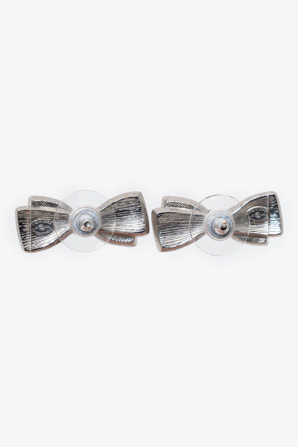 Pre-Loved Chanel™ 2017 Black/Silver Crystal Bow Earrings