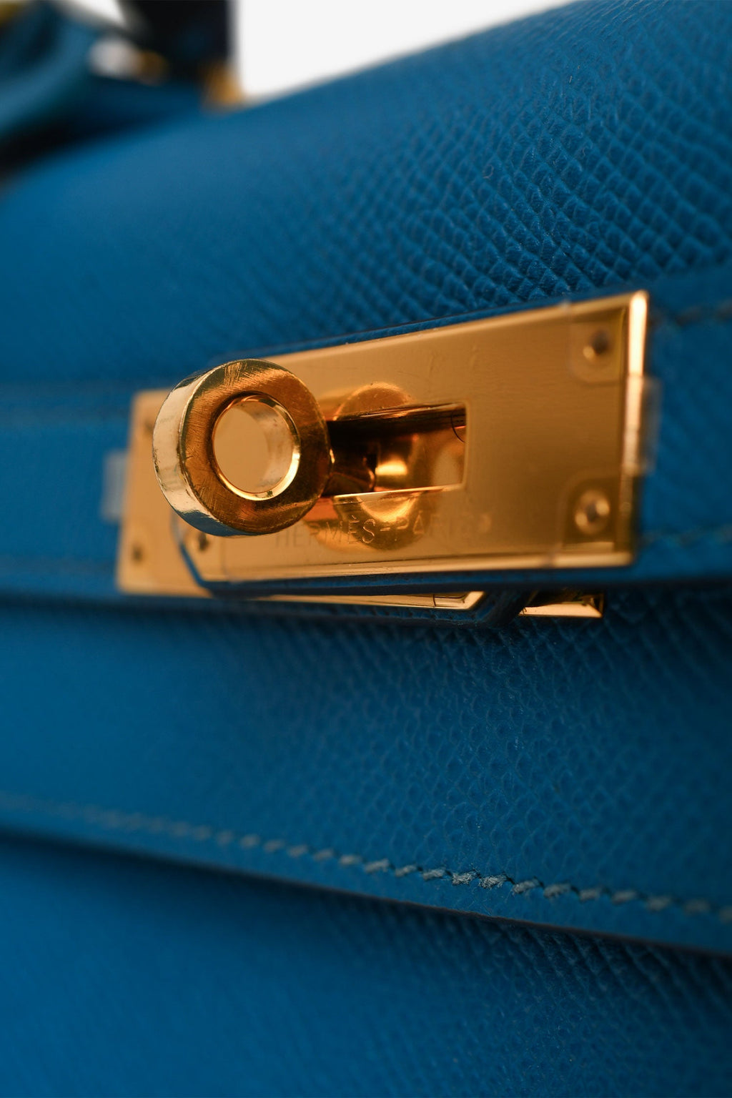 Hermès 2014 Blue Epsom Leather Kelly 28 GHW With Strap