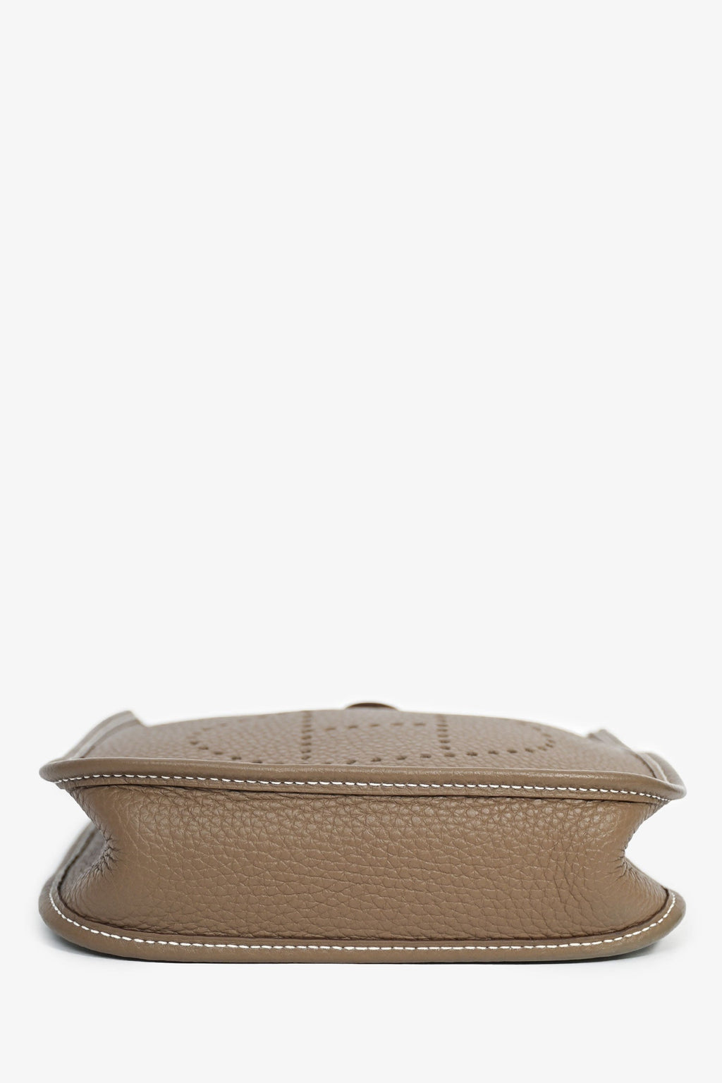 Hermès 2023 Etoupe Clemence Leather Evelyne 16 TPM Crossbody with Navy Blue Strap