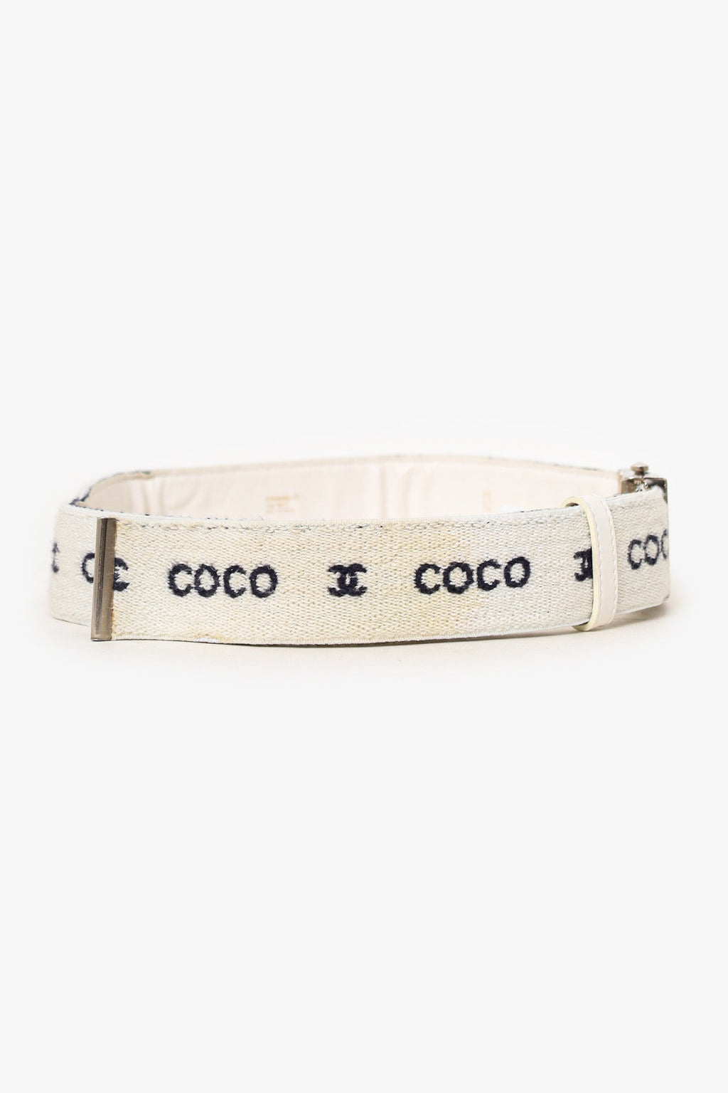 Pre-Loved Chanel™ White Wool 'Coco CC' Belt