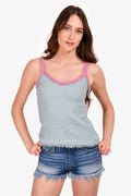 Pre-Loved Chanel™ Blue/Pink Tweed Sleeveless Top Size 36