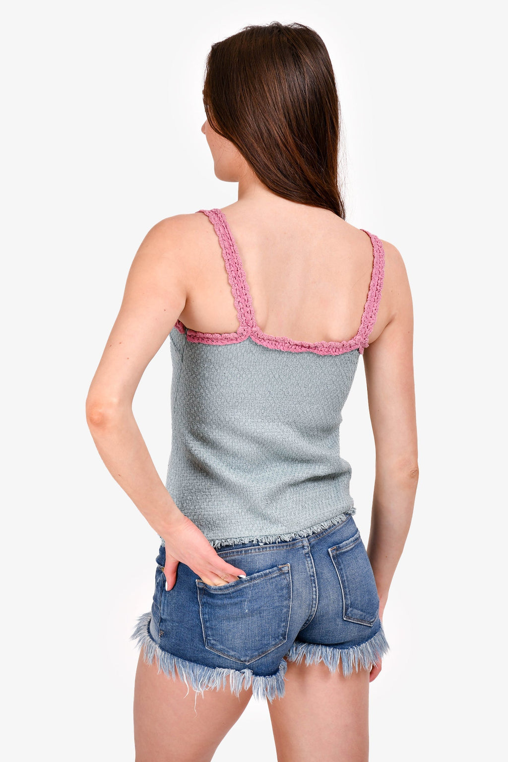 Pre-Loved Chanel™ Blue/Pink Tweed Sleeveless Top Size 36