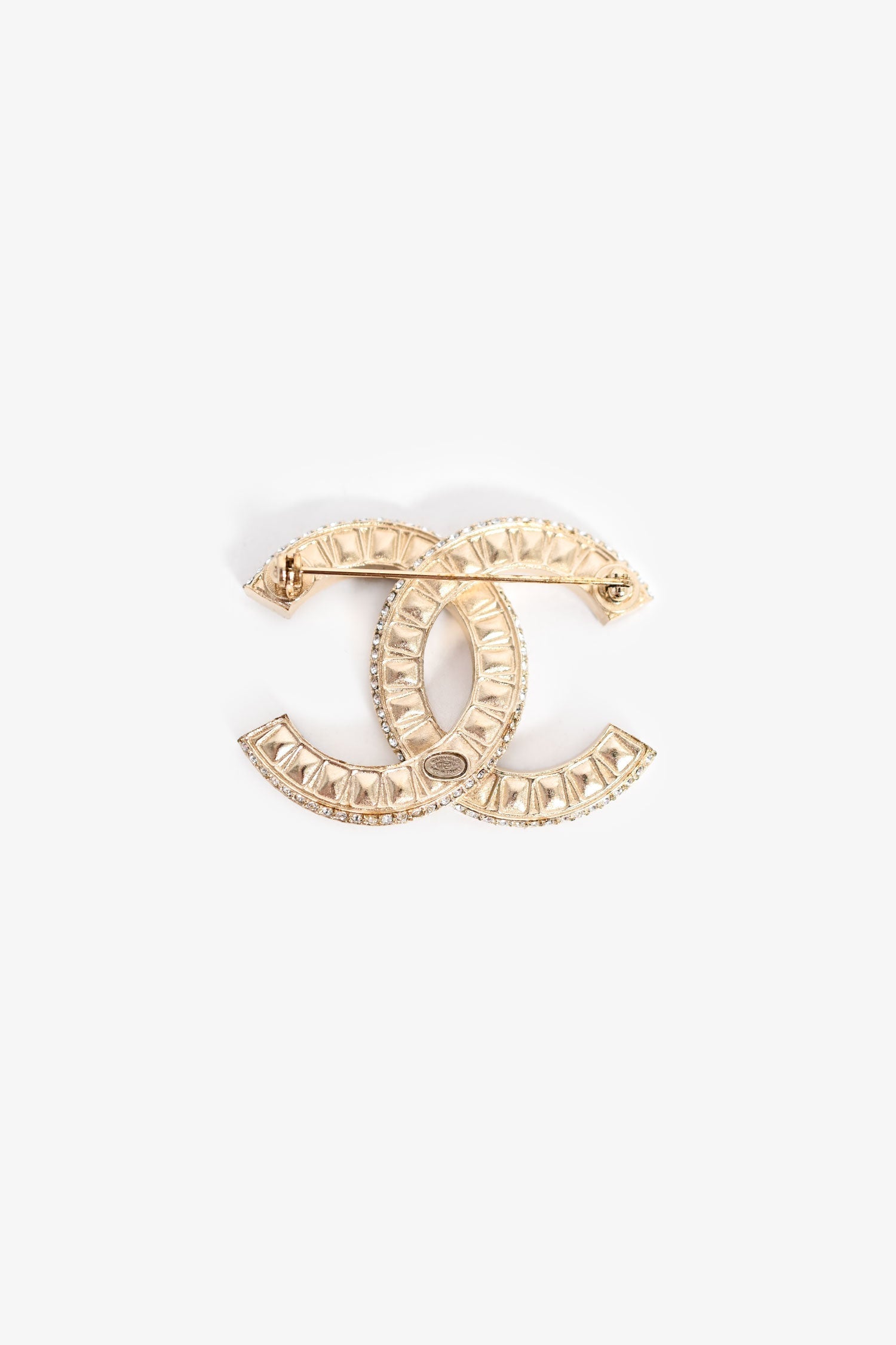 Pre-Loved Chanel™ 2017 Gold Tone Crystal Set CC Brooch