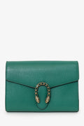 Gucci Green Grained Leather Dionysus Wallet on Chain