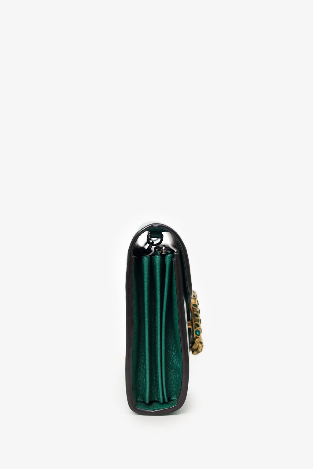 Gucci Green Grained Leather Dionysus Wallet on Chain