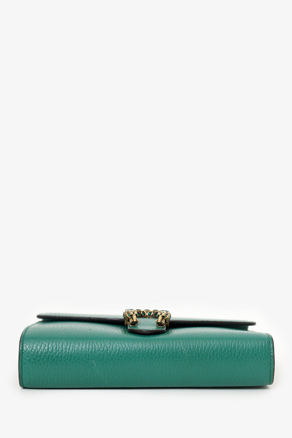 Gucci Green Grained Leather Dionysus Wallet on Chain