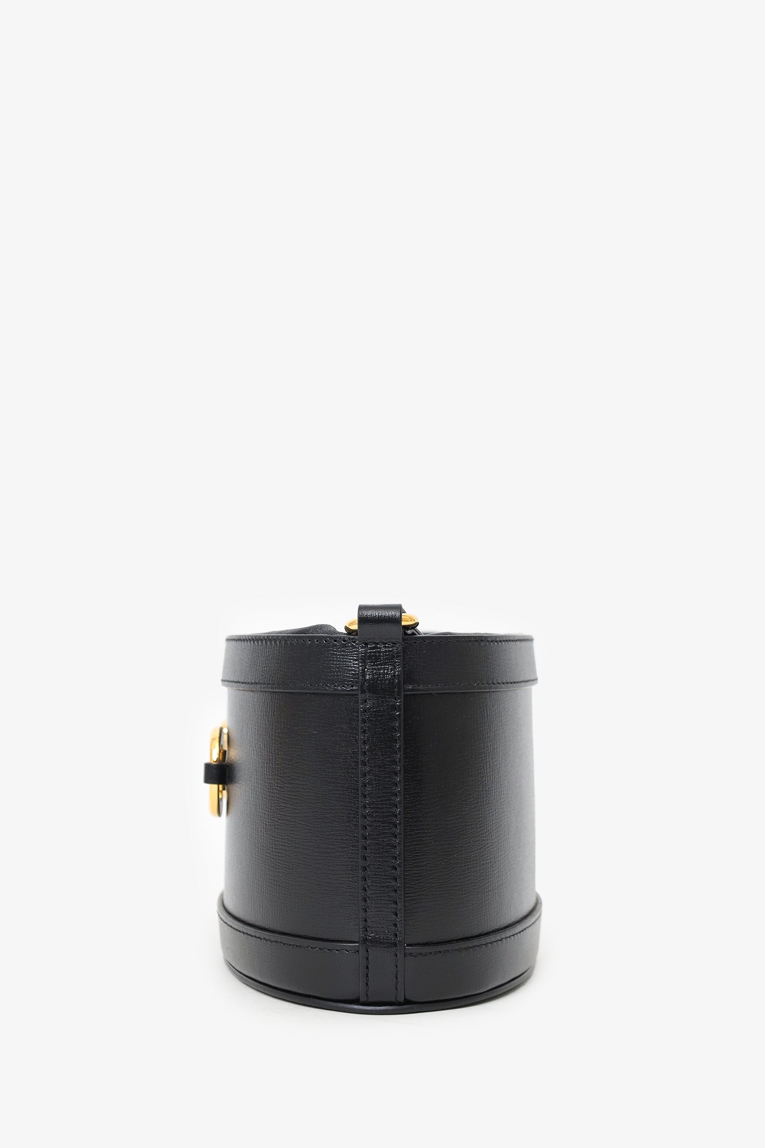 Gucci Black Leather 1955 Horsebit Drawstring Bucket Bag