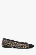 Pre-Loved Chanel™ Black/Brown Metallic Tweed Cap Toe Ballet Flats Size 36.5
