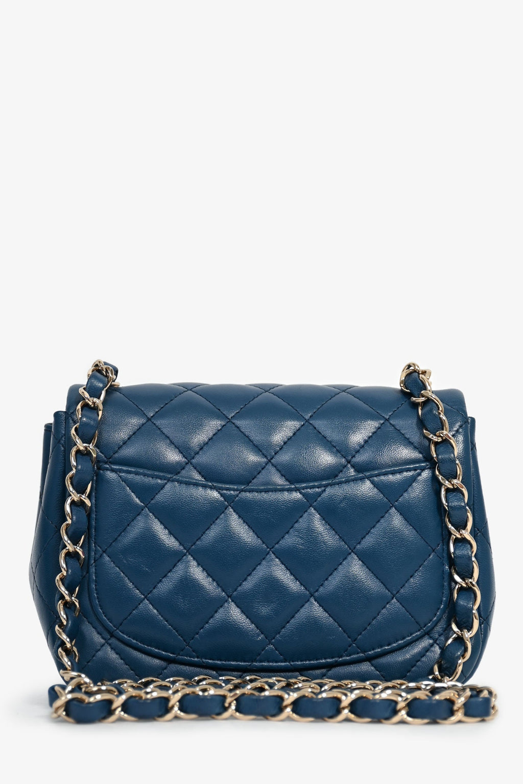 Pre-Loved Chanel™ 2017-18 Blue Lambskin Leather Quilted Mini Square Flap