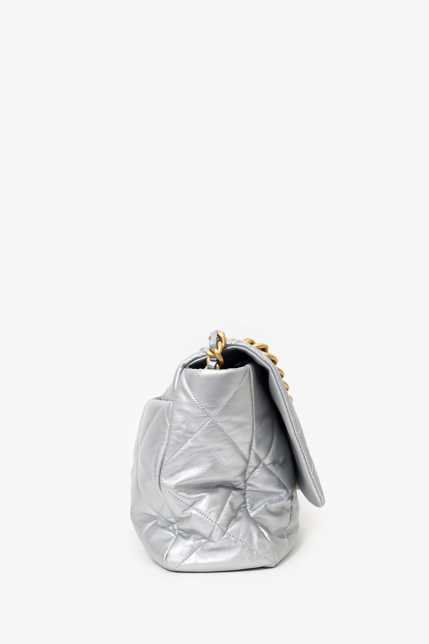 Pre-Loved Chanel™ Silver Leather Maxi 19 Flap