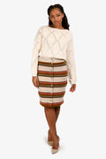 Pre-Loved Chanel™ Beige/Multi Striped Knit Skirt Size 40