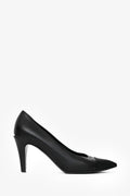 Pre-Loved Chanel™ Black Leather Pointed Toe Heels Size 40