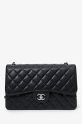 Pre-Loved Chanel™ 2021+ Black Caviar Leather Jumbo Double Flap