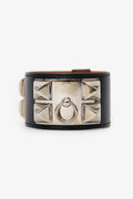 Hermès Black Leather Collier de Chien Bracelet