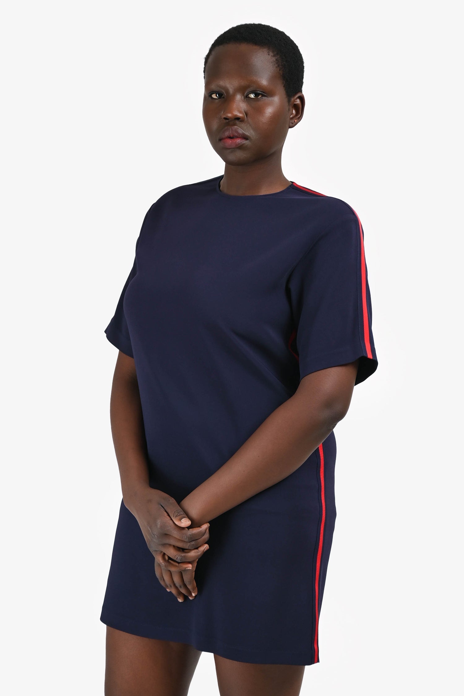 Gucci Blue Web Side Detail Crew Neck Dress Size 40