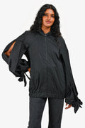 Pre-Loved Chanel™ Black Nylon CC Bow Detail Windbreaker Size 38