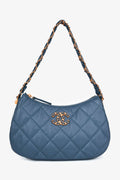 Pre-Loved Chanel™ Blue Aged Lambskin Leather Quilted Chanel 19 Clutch On Chain GHW