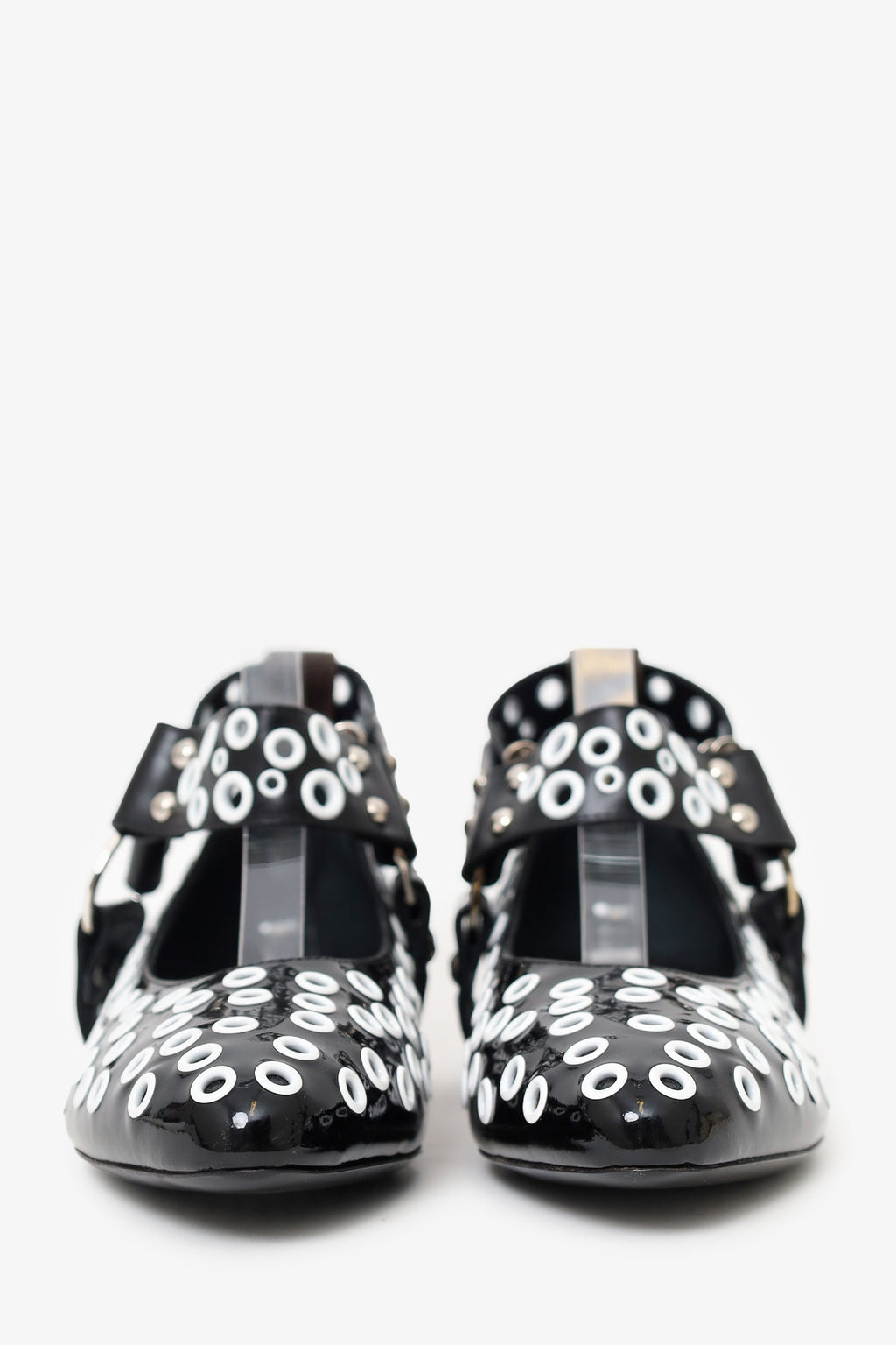 Louis Vuitton Black/White Patent Eyelet Ballet Flats Size 38.5