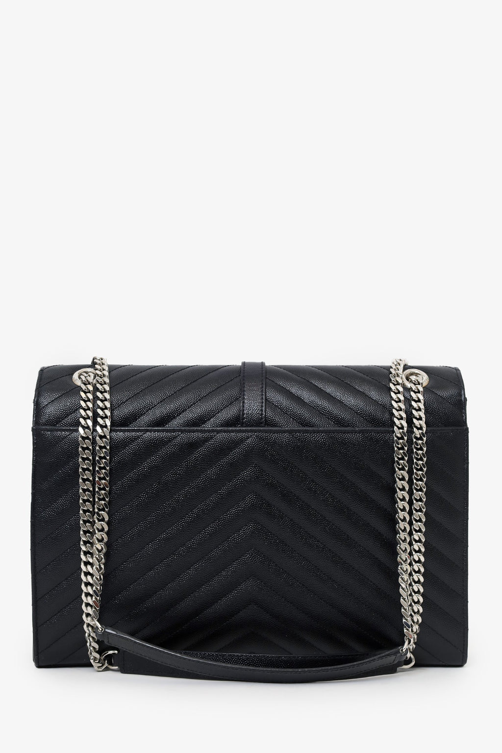 Saint Laurent Black Chevron Leather Large Envelope Bag