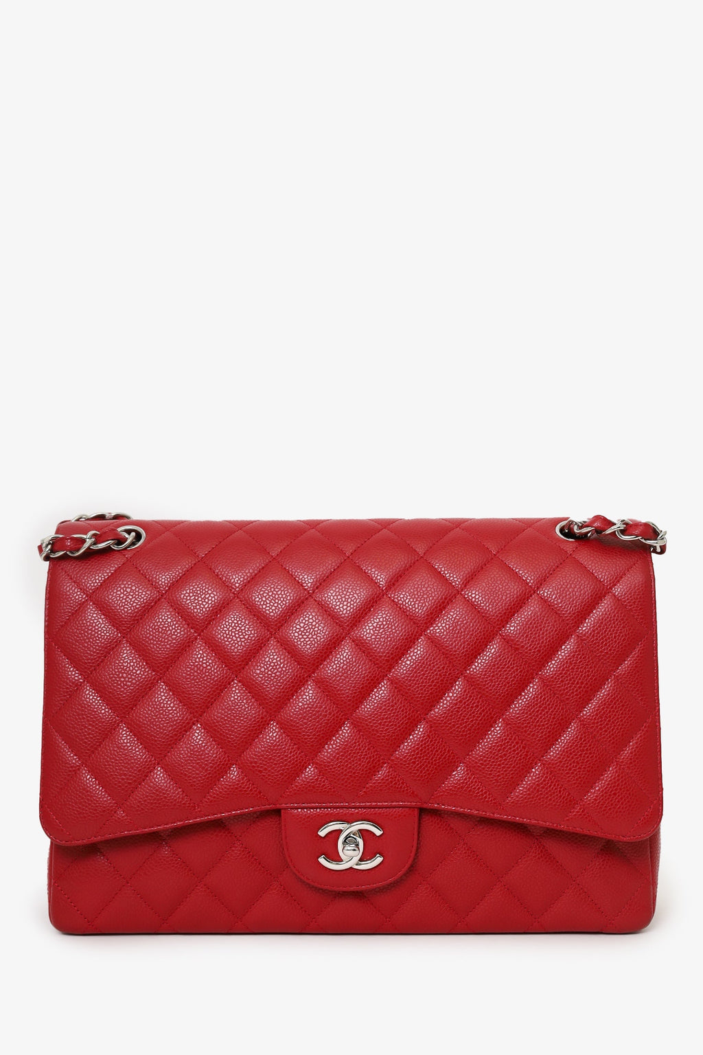 Pre-Loved Chanel™ 2009-10 Red Caviar Maxi Double Flap Shoulder Bag