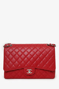 Pre-Loved Chanel™ 2009-10 Red Caviar Maxi Double Flap Shoulder Bag