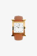 Hermès Gold Epsom Leather Medium 30mm 'Heure' Watch