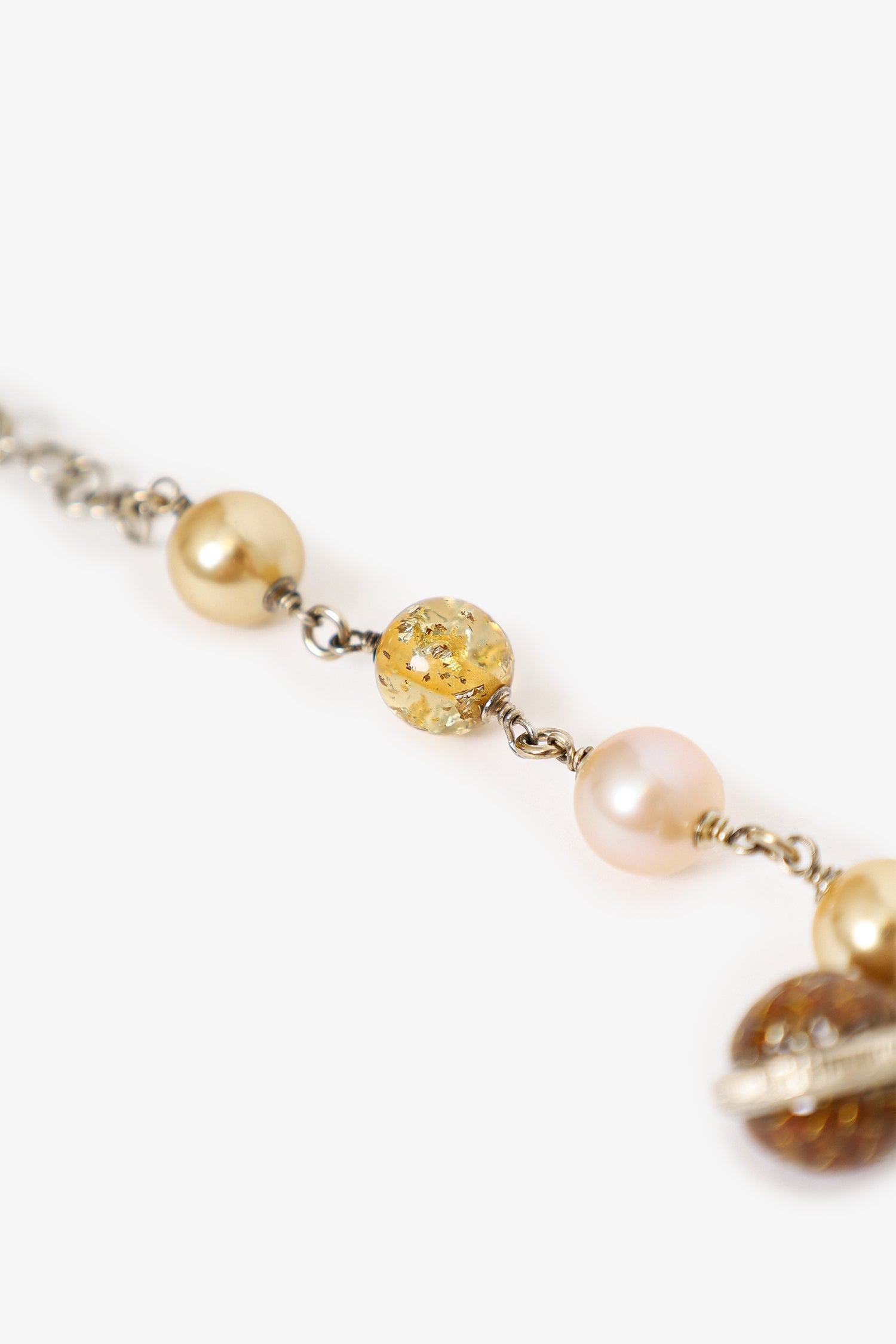 Pre-Loved Chanel™ Silver Tone Clear Resin Bead and Pearl Bracelet