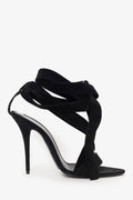 Saint Laurent Black Suede Deva 105 Strappy Heels Size 36.5