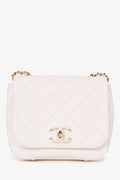 Pre-Loved Chanel™ 2018/19 White Leather Small Covered CC Flap Bag