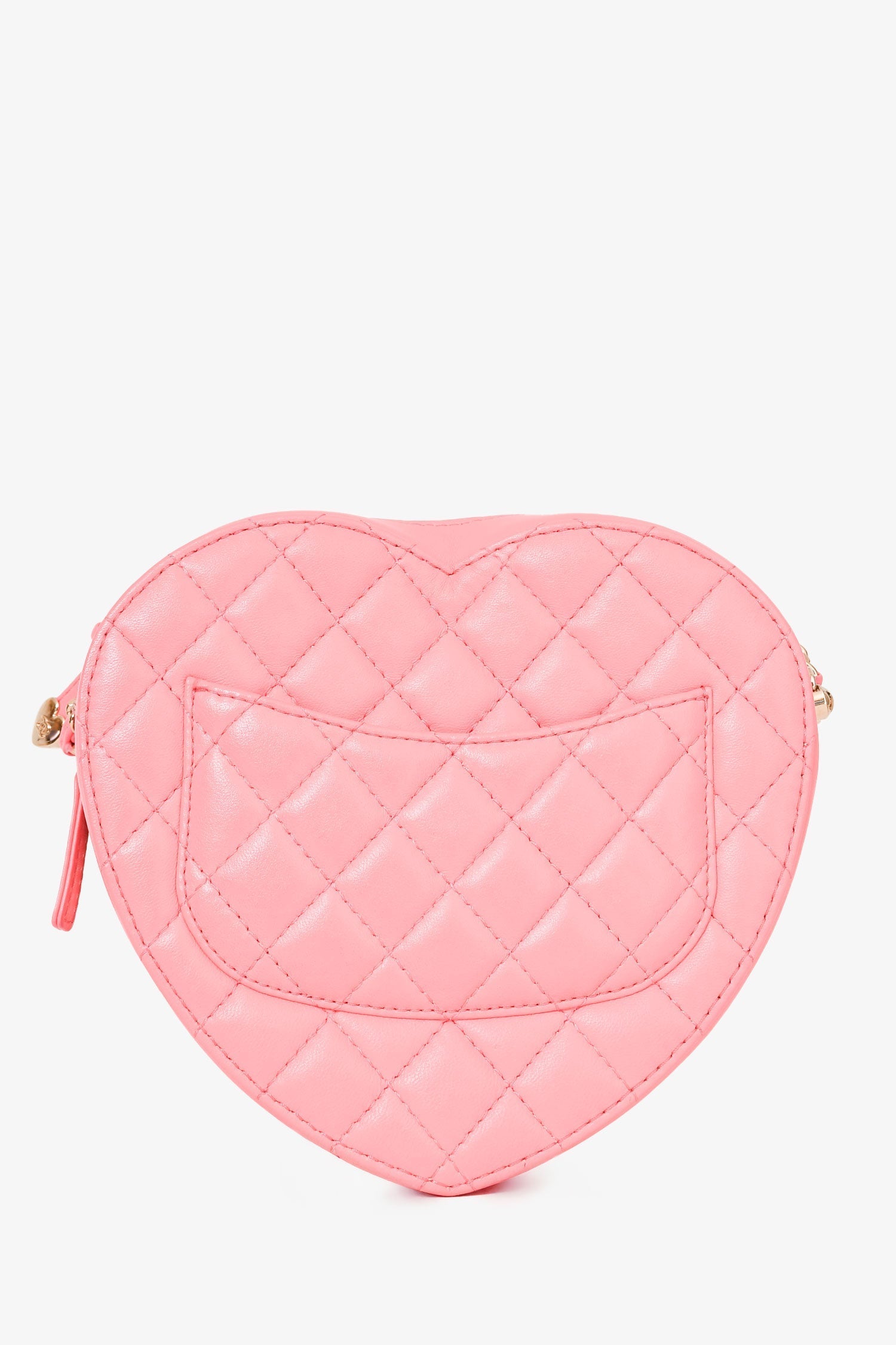 Pre-Loved Chanel™ 2022 Pink Leather Quilted Heart CC Shoulder Bag
